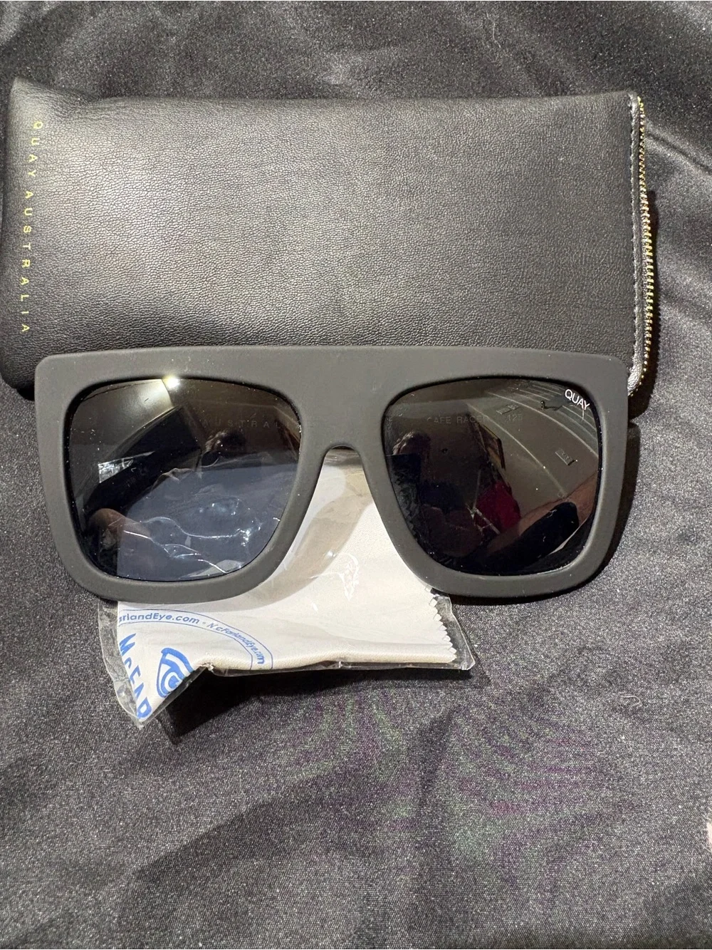 Quay Australia Matte Black Square Sunglasses